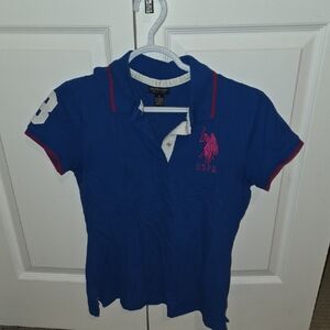 U.S. Polo Assn. Royal Blue Polo with Pink Logo
